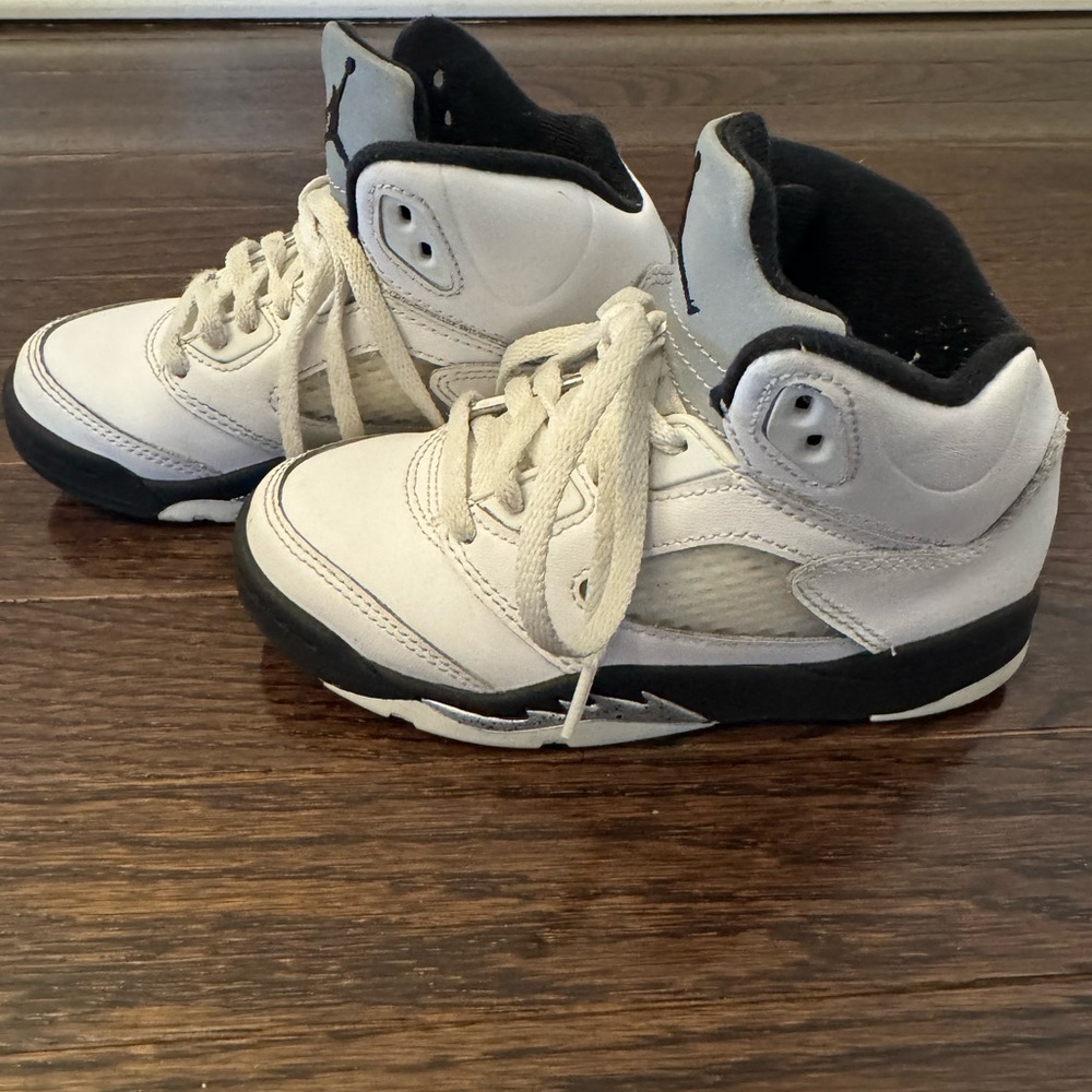 Jordan 5s White and Black High-Top Sneakers